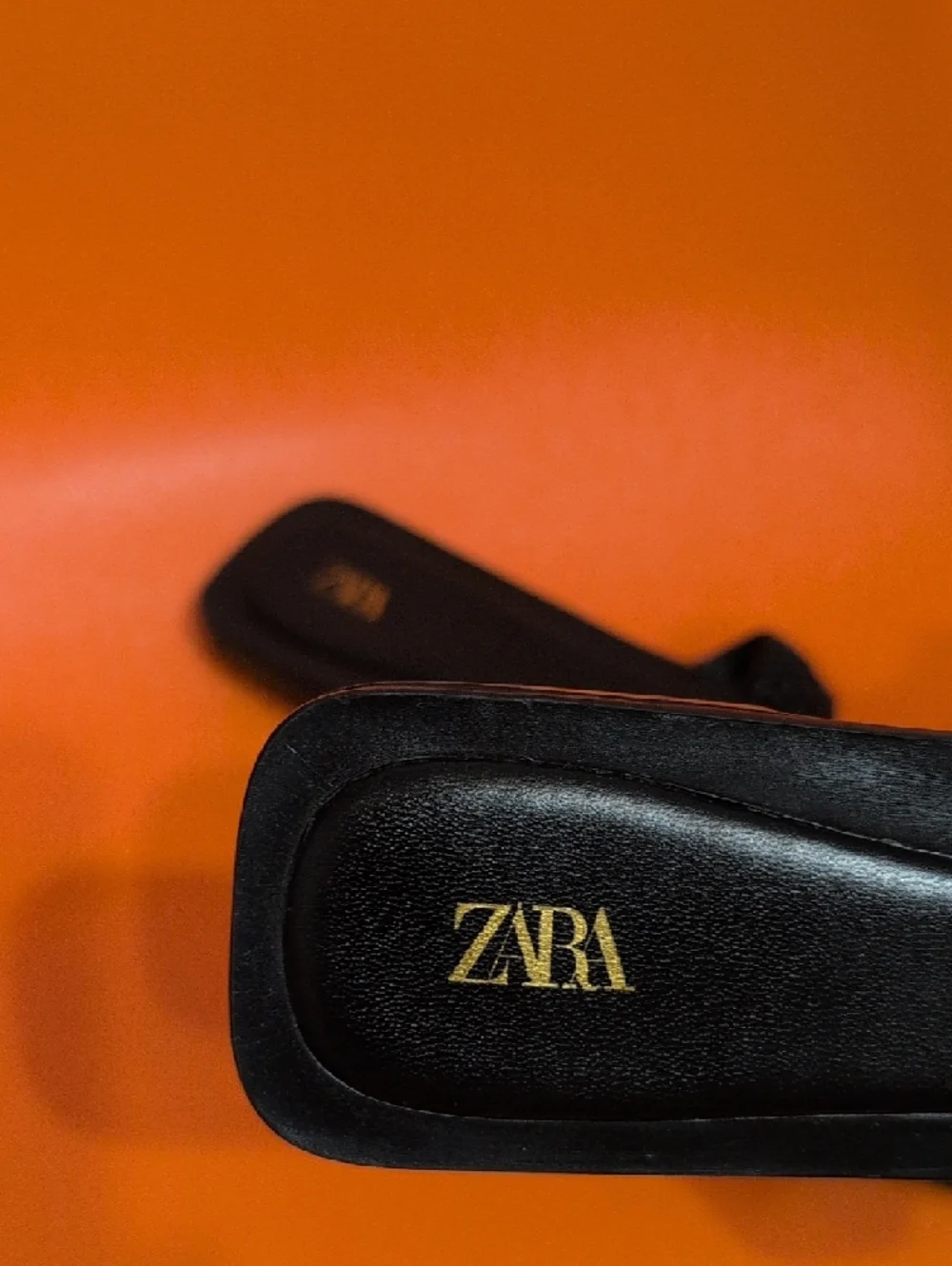Zara Black Braided Slide Sandals with Gold Geometric Accent - Picture 5 of 7